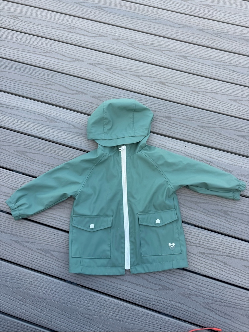 Zara Kids Hooded Raincoat in Sage Green